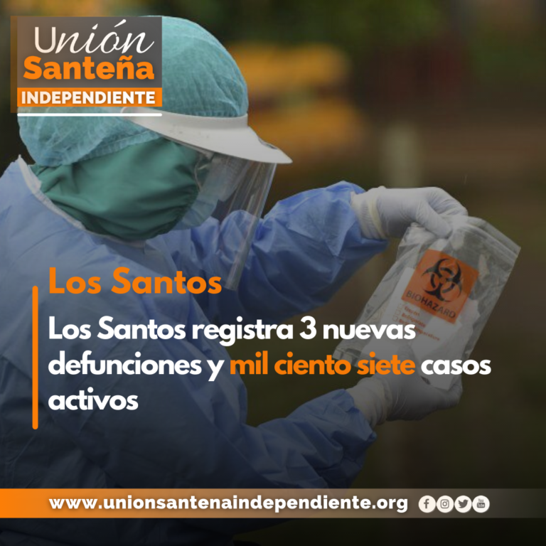 Los Santos registra 3 nuevas defunciones y mil ciento siete casos activos