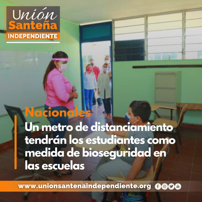 Un metro de distanciamiento tendrán los estudiantes como medida de bioseguridad en las escuelas