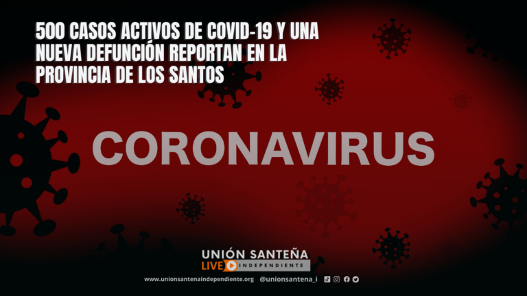 500 casos activos de covid-19 y una nueva defunción reportan en la provincia de Los Santos